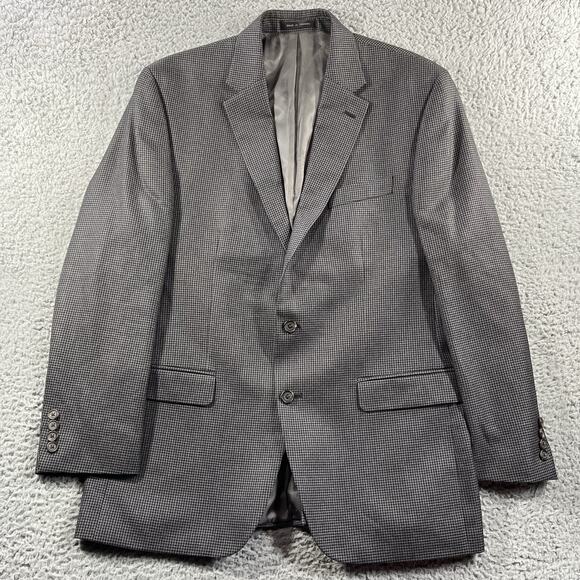 LAUREN RALPH LAUREN BLAZER MENS 42R GRAY BLACK HOUNDSTOOTH TWO BUTTON SUIT JACKT - Picture 1 of 13